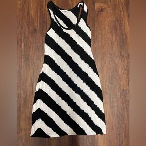 Calvin Klein Black and White Striped Dress XS
